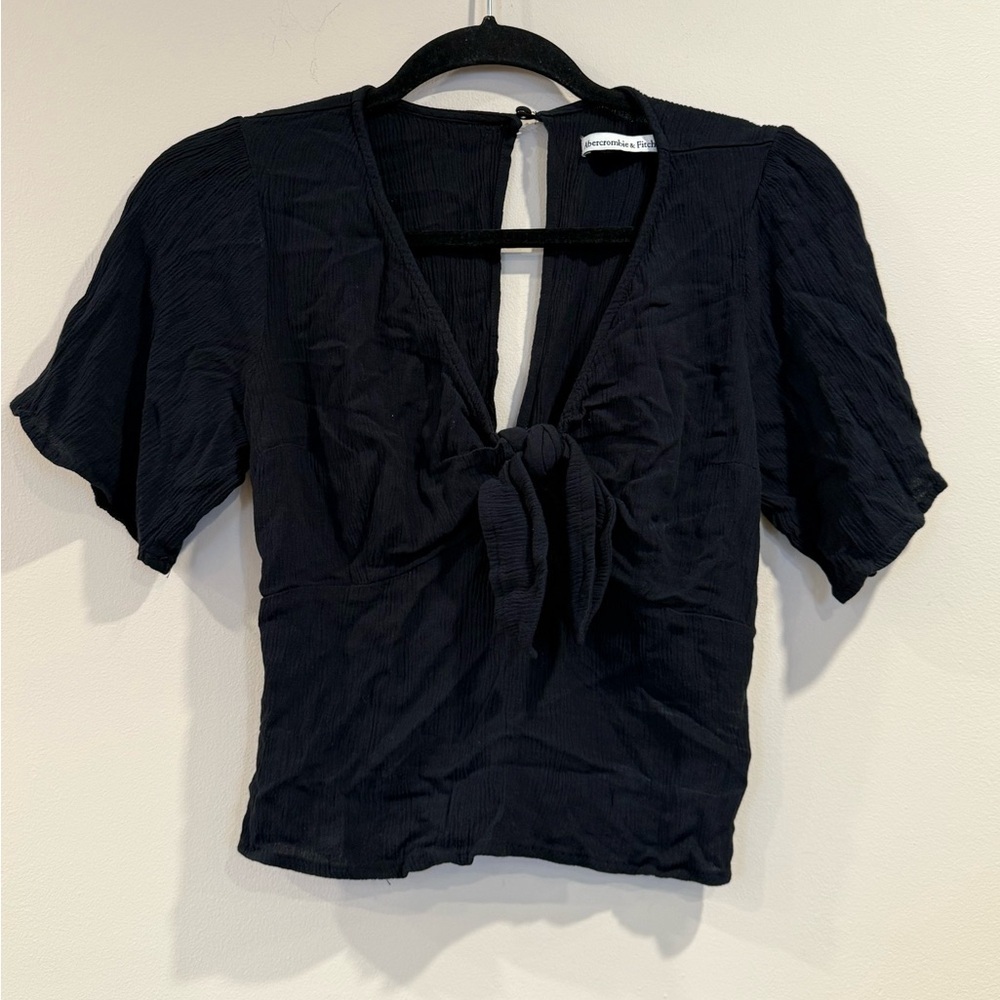 🔥Abercrombie & Fitch Women’s Black Textured Blouse Sz S EUC🔥